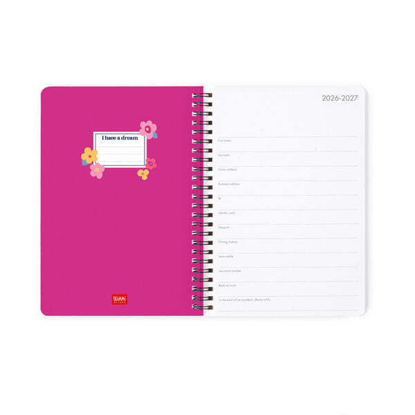 Agenda Semanal 2026/2027 16 Meses - Flowers - Con Espiral - Large