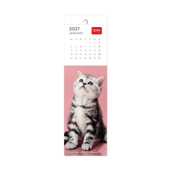 Lesezeichen-Kalender - 2027 - 5,5 x 18 cm - Kittens