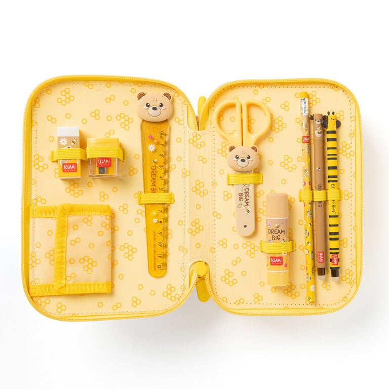 Astuccio 3 Scomparti - Teddy + 2 Penne Cancellabili Astuccio 3 Scomparti - Teddy + 2 Penne Cancellabili