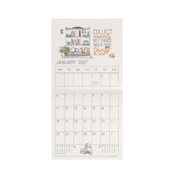 Calendario da Parete 2027 - 18 x 18 cm - Sketchy  Cats