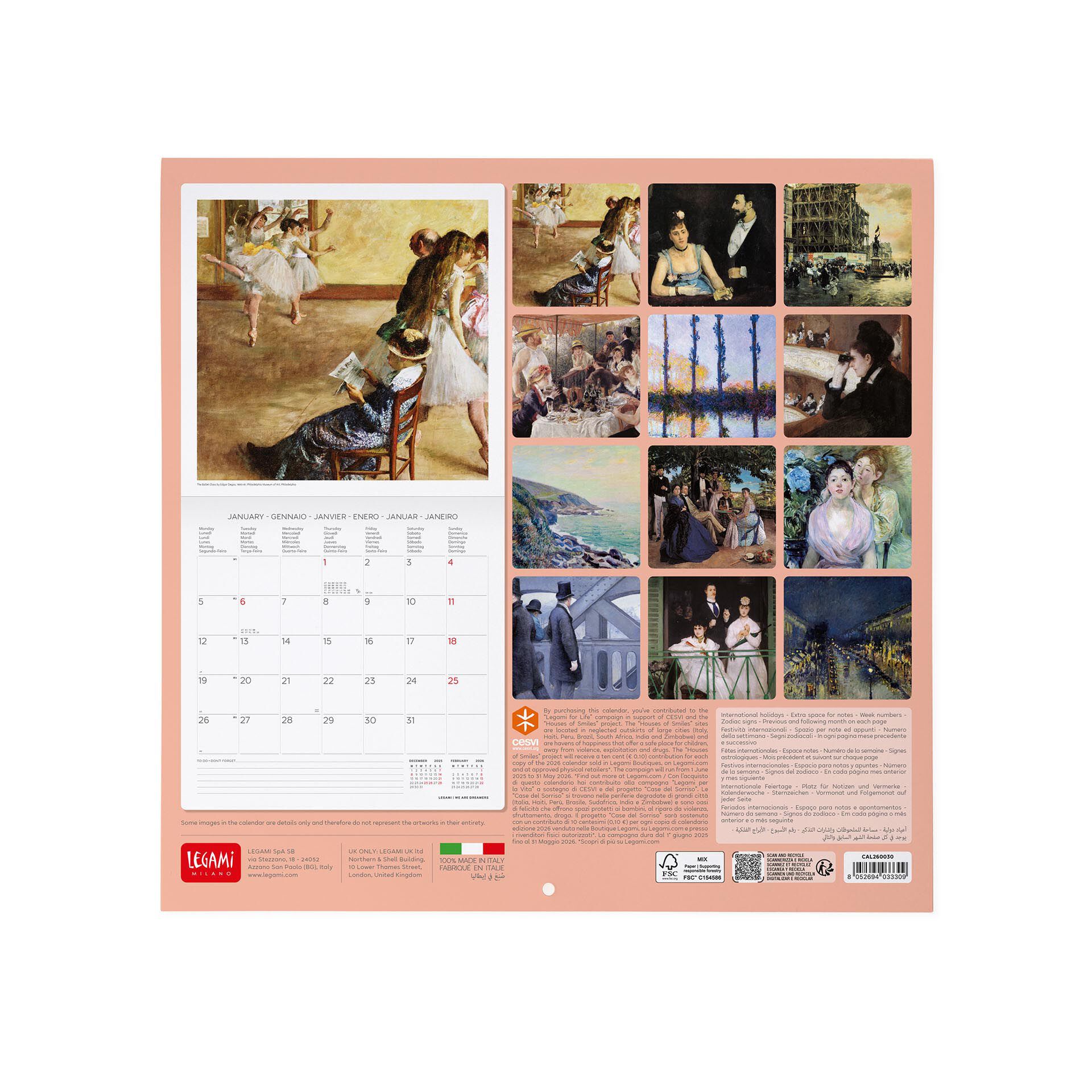 2026 Wall Calendar - 30 x 29 cm