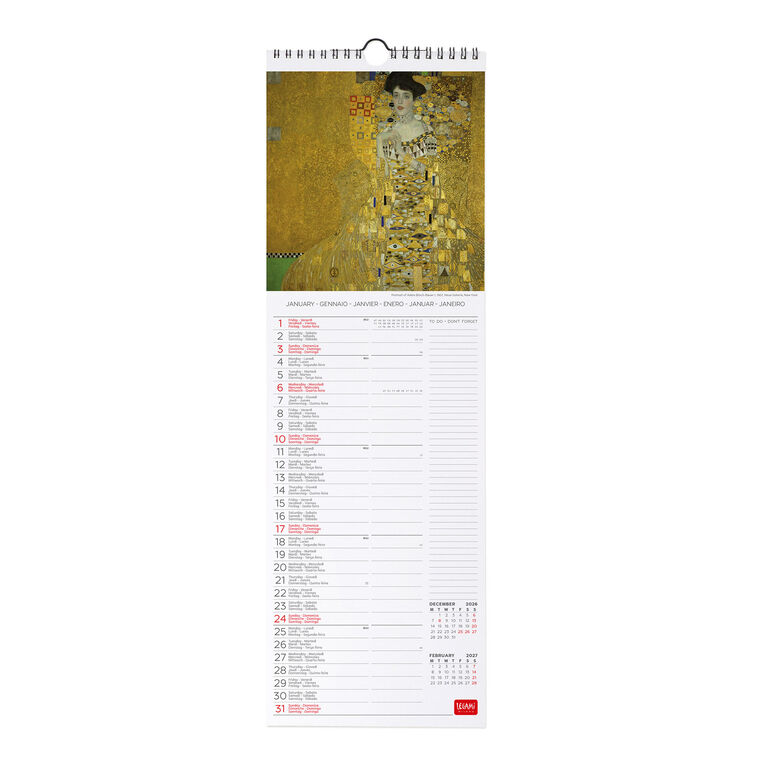 Calendario da Parete 2027 - 16 x 49 cm - Gustav Klimt Calendario da Parete 2027 - 16 x 49 cm - Gustav Klimt
