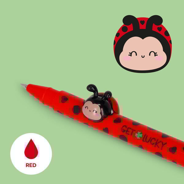 Gel Pen with "Get Lucky" Ladybug Animal Decoration - Lovely Friends