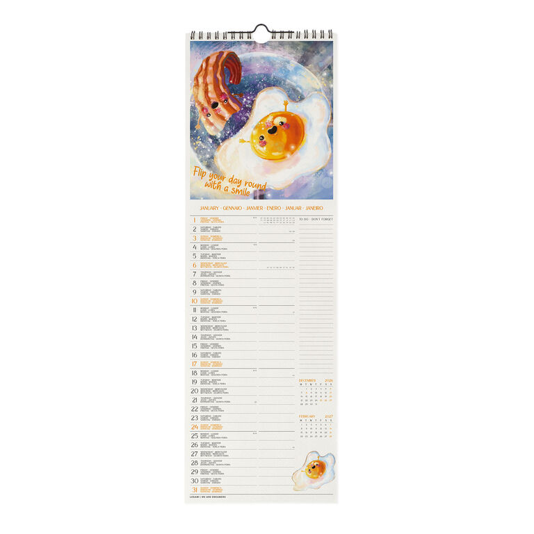 Calendario da Parete 2027 - 16 x 49 cm - Good Vibes Only
