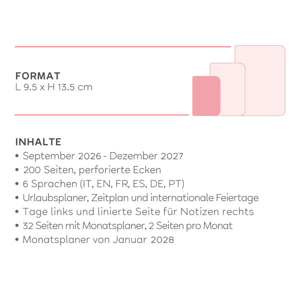 Wochenplaner 2026/2027 für 16 Monate - Raspberry Jam - Small Mit Notizbuch