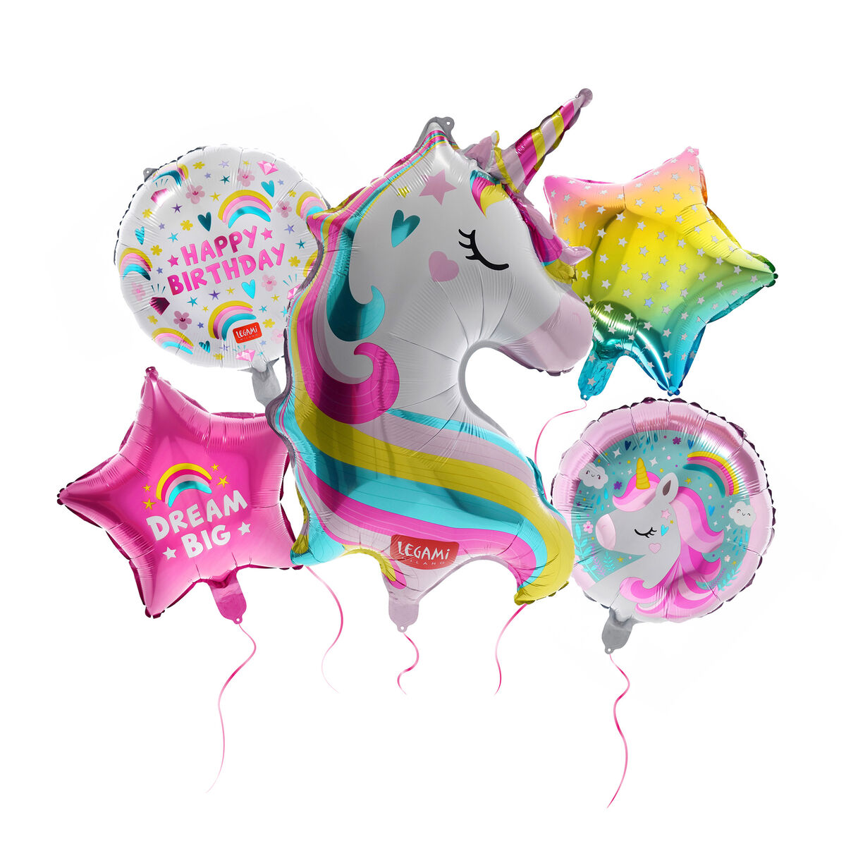 Ballon alu Joyeux anniversaire licorne