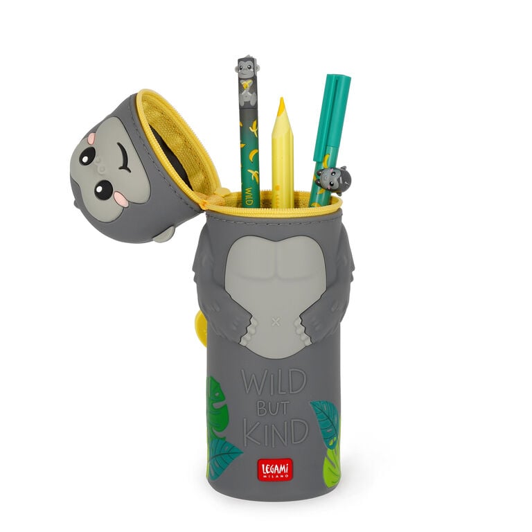 Gorilla "Wild but Kind" 2-in-1 Silicone Pencil Case - Kawaii Gorilla "Wild but Kind" 2-in-1 Silicone Pencil Case - Kawaii
