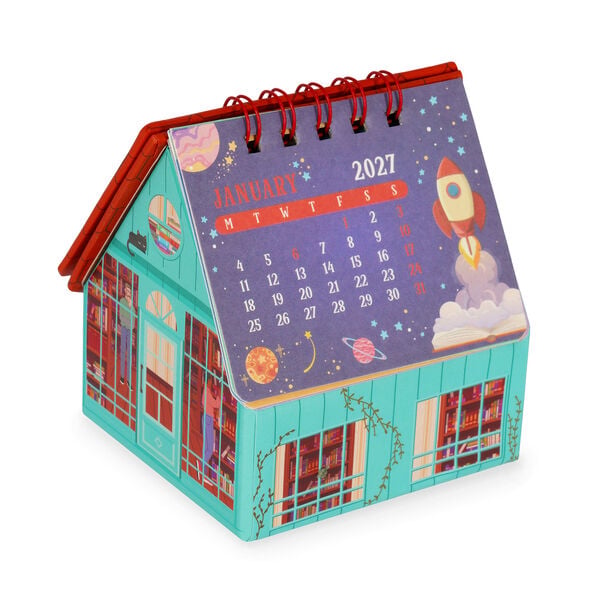 Calendario 13 Mesi da Tavolo con Base Portaoggetti - Book Store - 2027