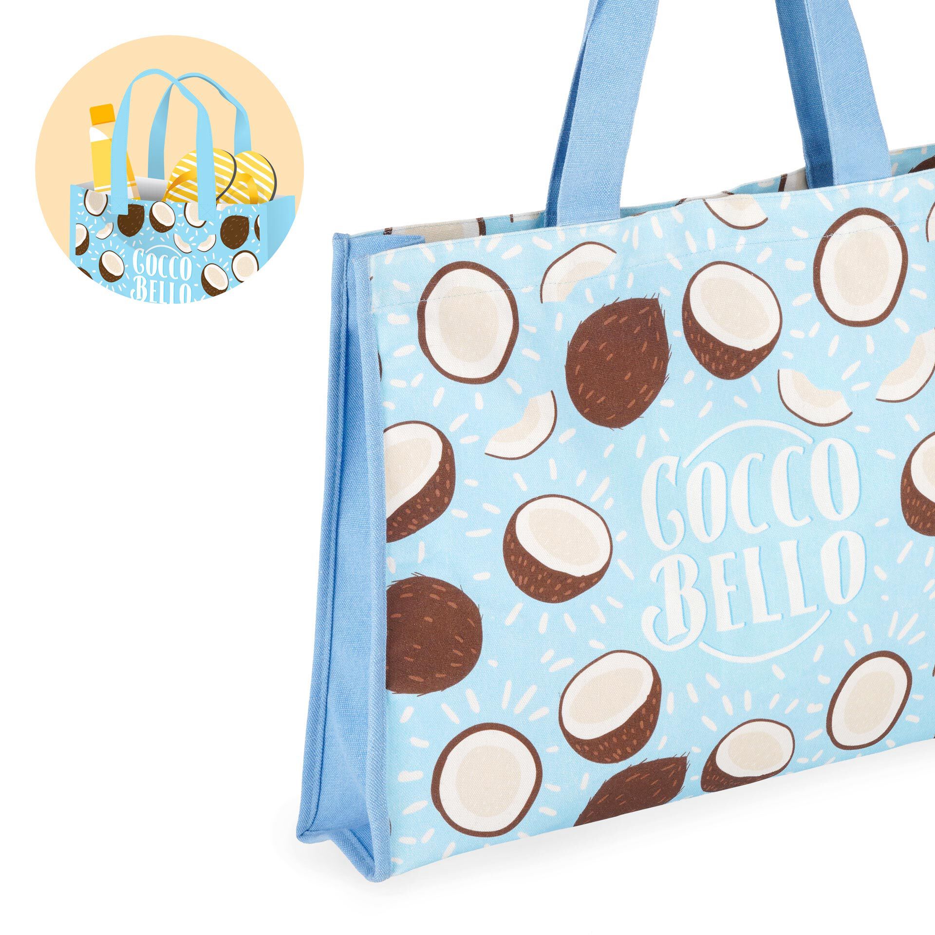 Econanos Strandtasche „Hellobags2019“ – 23 Cm, Aus 100% Baumwolle, Weiß, Mit Reißverschluss & Handgelenkgriff, Ideal Als Kulturbeutel Oder Handtasche