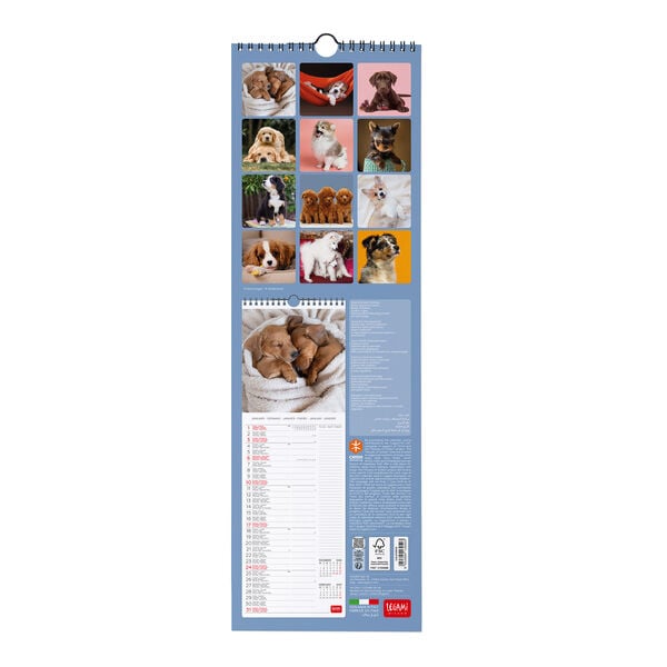 Calendario da Parete 2027 - 16 x 49 cm - Puppies