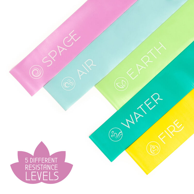 Set 5 Fasce Elastiche Fitness - Per Yoga, Pilates E Allenamento Forza | Lattice Dermocompatibile - Foto 4