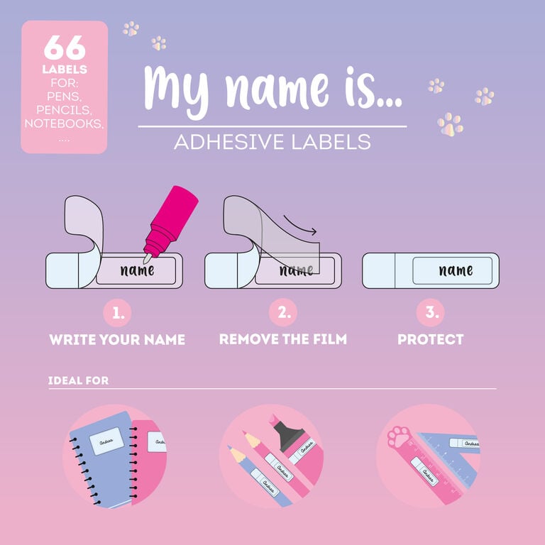 Etichette Adesive con Pellicola Protettiva - My Name Is... - Kitty