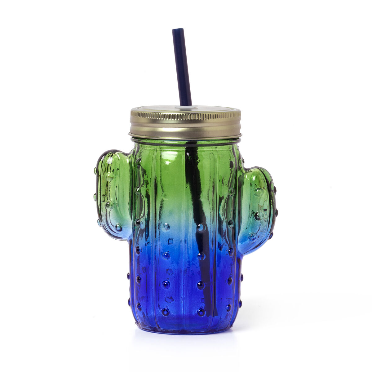 Glasbecher mit Deckel und Strohhalm - Cactus - Cheers