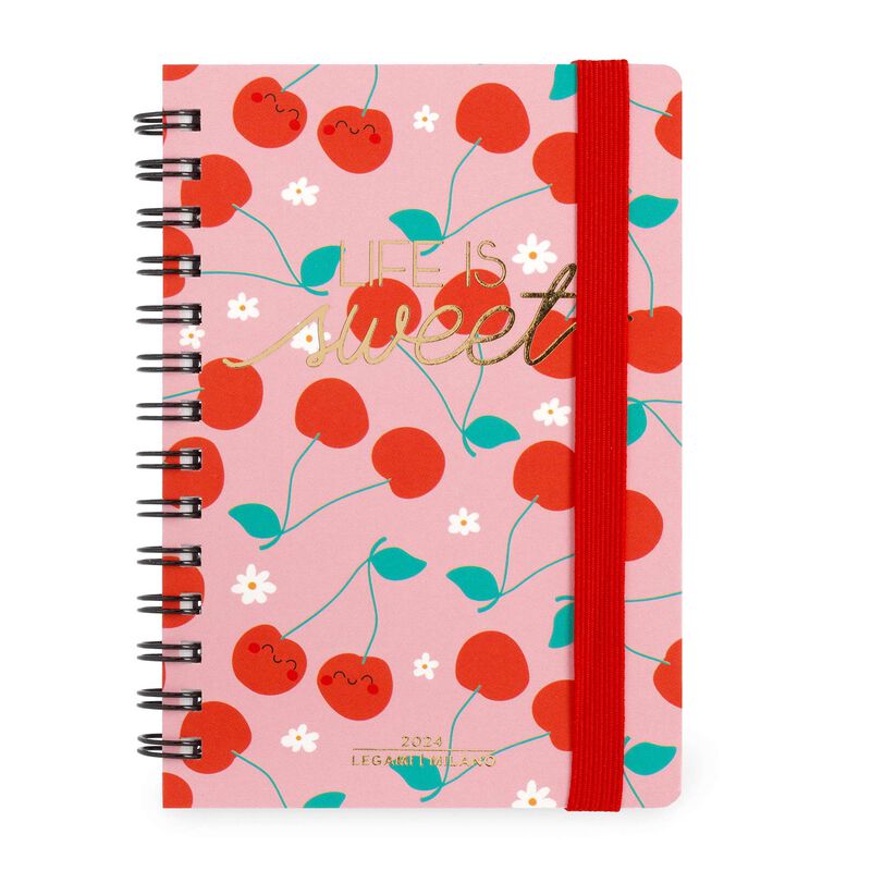 12-Month Weekly Diary - Small - Spiral Bound - 2024 CHERRY 