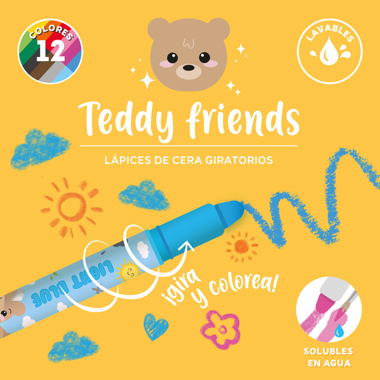 Set de 12 Ceras Giratorias - Teddy Friends