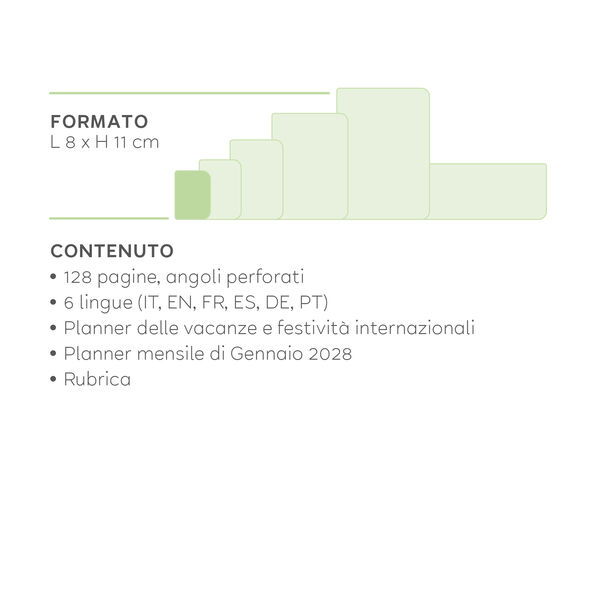 Agenda 12 Mesi Settimanale Mini 2027 - Shades of Green Agenda 12 Mesi Settimanale Mini 2027 - Shades of Green
