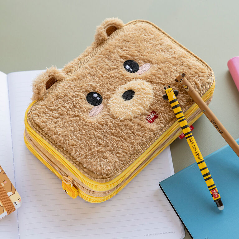 Astuccio 3 Scomparti - Teddy + 2 Penne Cancellabili Astuccio 3 Scomparti - Teddy + 2 Penne Cancellabili