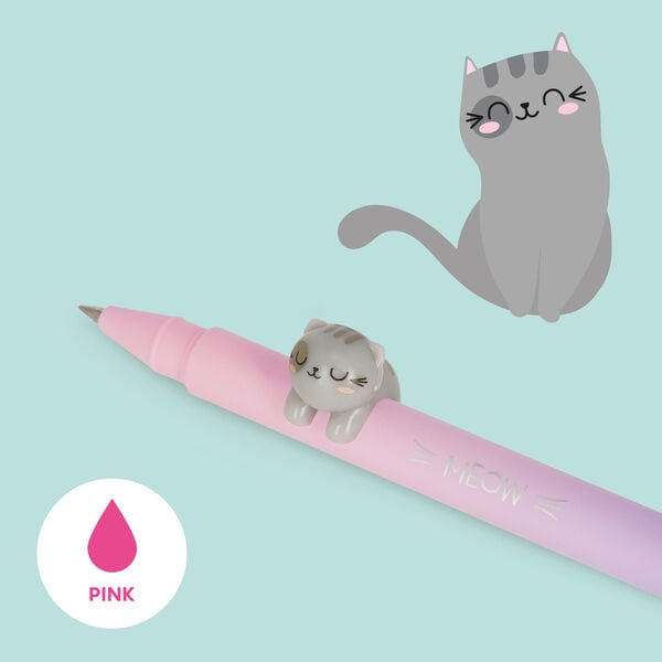 Gel Pen with "Be Curious" Kitty Animal Decoration - Lovely Friends