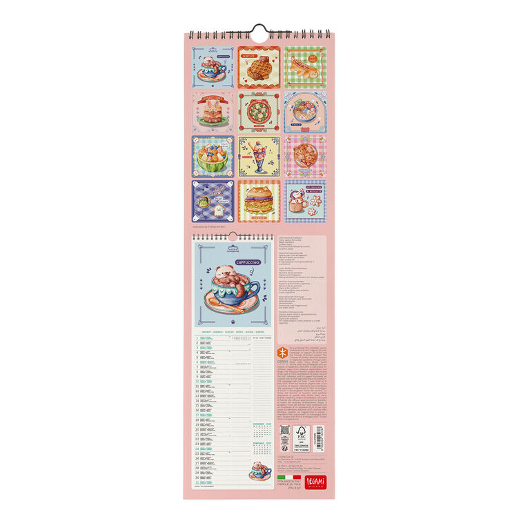 Calendario da Parete 2027 - 16 x 49 cm - Cutie Foodie