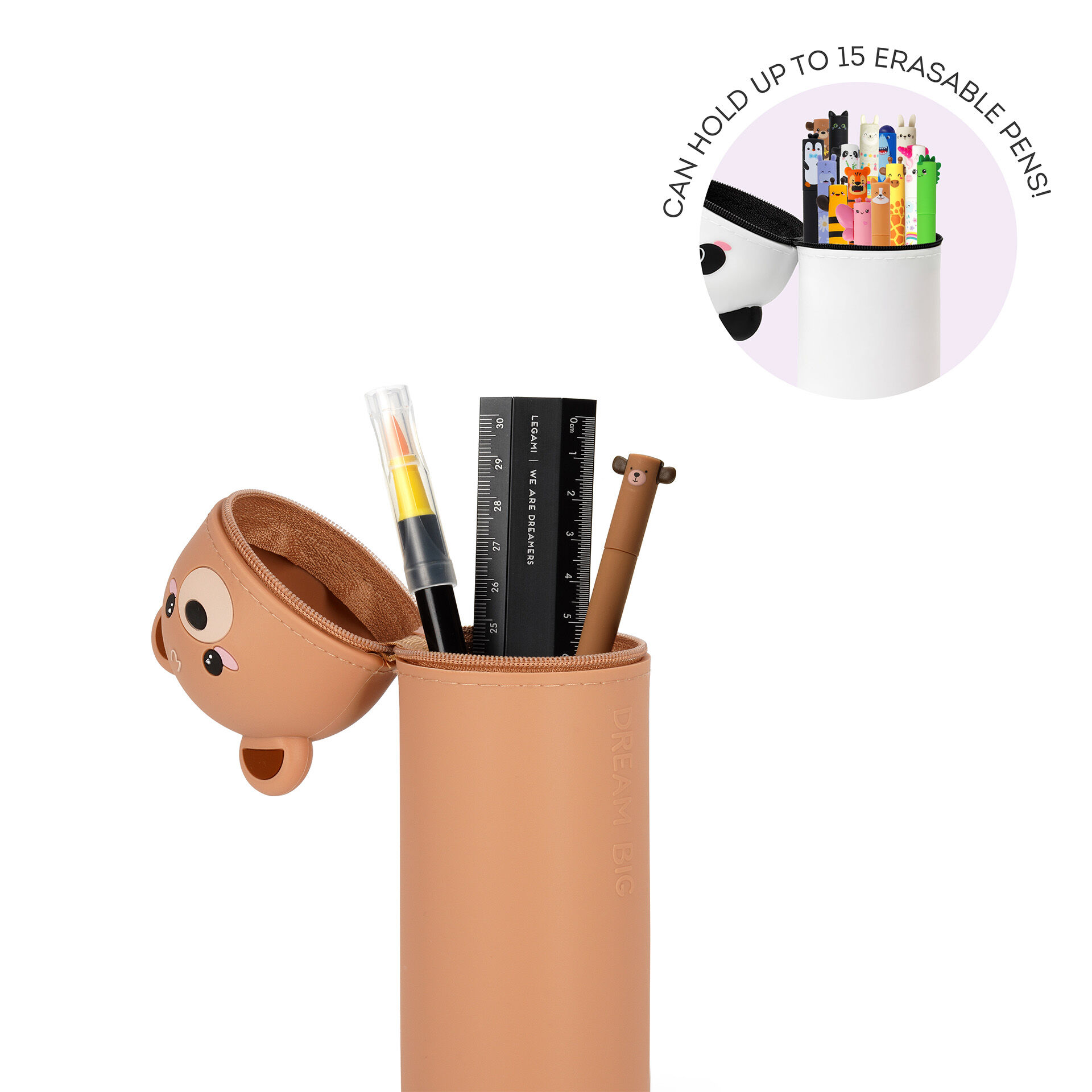 Trousse 2-en-1 Kawaii En Silicone Souple + Stylos Gel Effaçables 0,5 Mm (thème Animaux) - 4