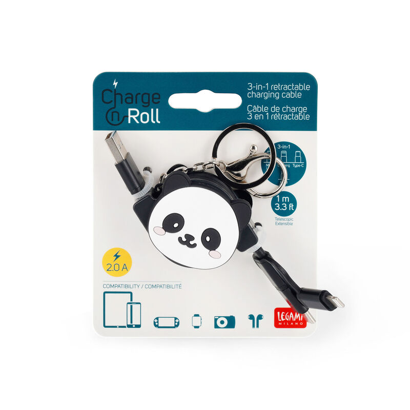 3-in-1 Retractable Charging Cable - Charge 'N Roll, , zoo