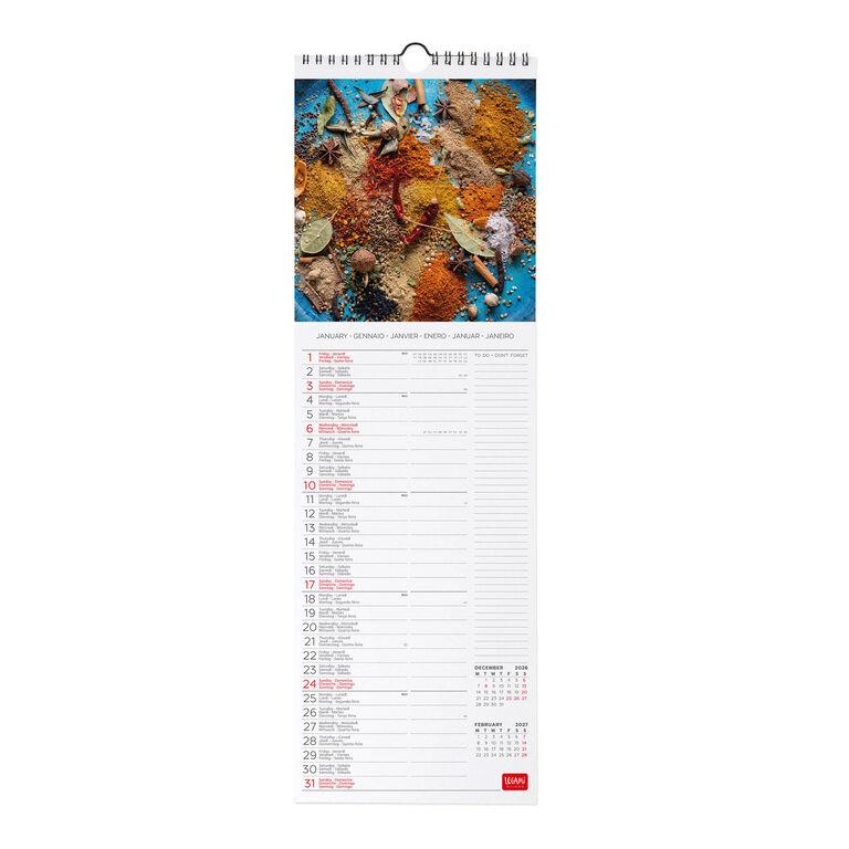 Calendario da Parete 2027 - 16 x 49 cm - Herbs & Spices Calendario da Parete 2027 - 16 x 49 cm - Herbs & Spices