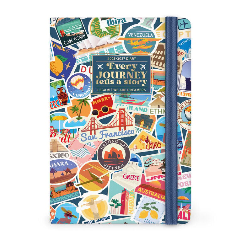 16-Month Weekly Photo Diary for 2026/2027 - Travel Stickers - Medium