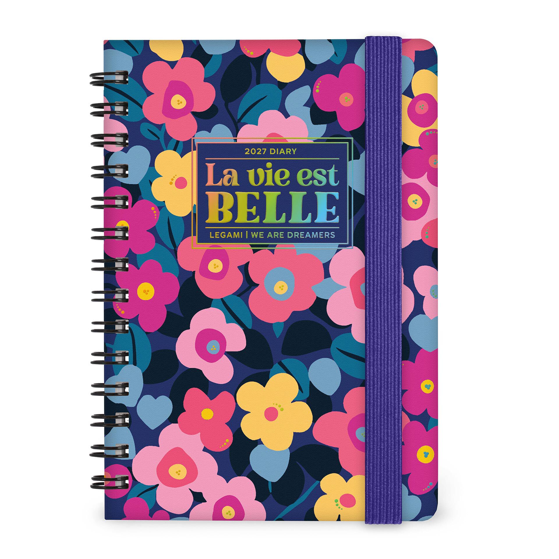 12-Month Weekly Diary - Small Spiral-Bound 2027 - Flowers