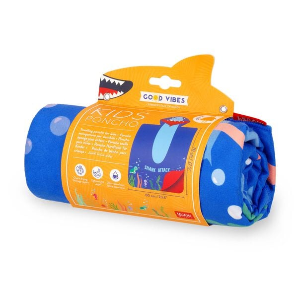 Shark Towelling Poncho For Kids - Kids Poncho