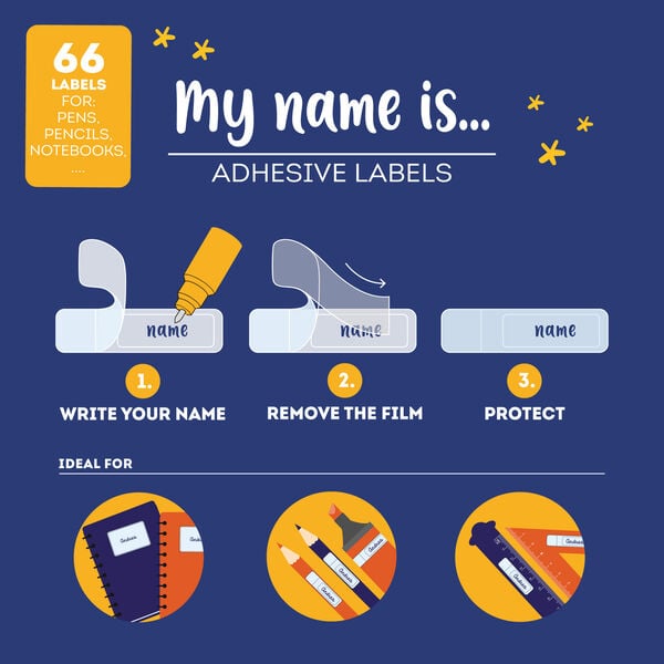 Adhesive Labels with Protective Film - My Name Is... - Space Adhesive Labels with Protective Film - My Name Is... - Space