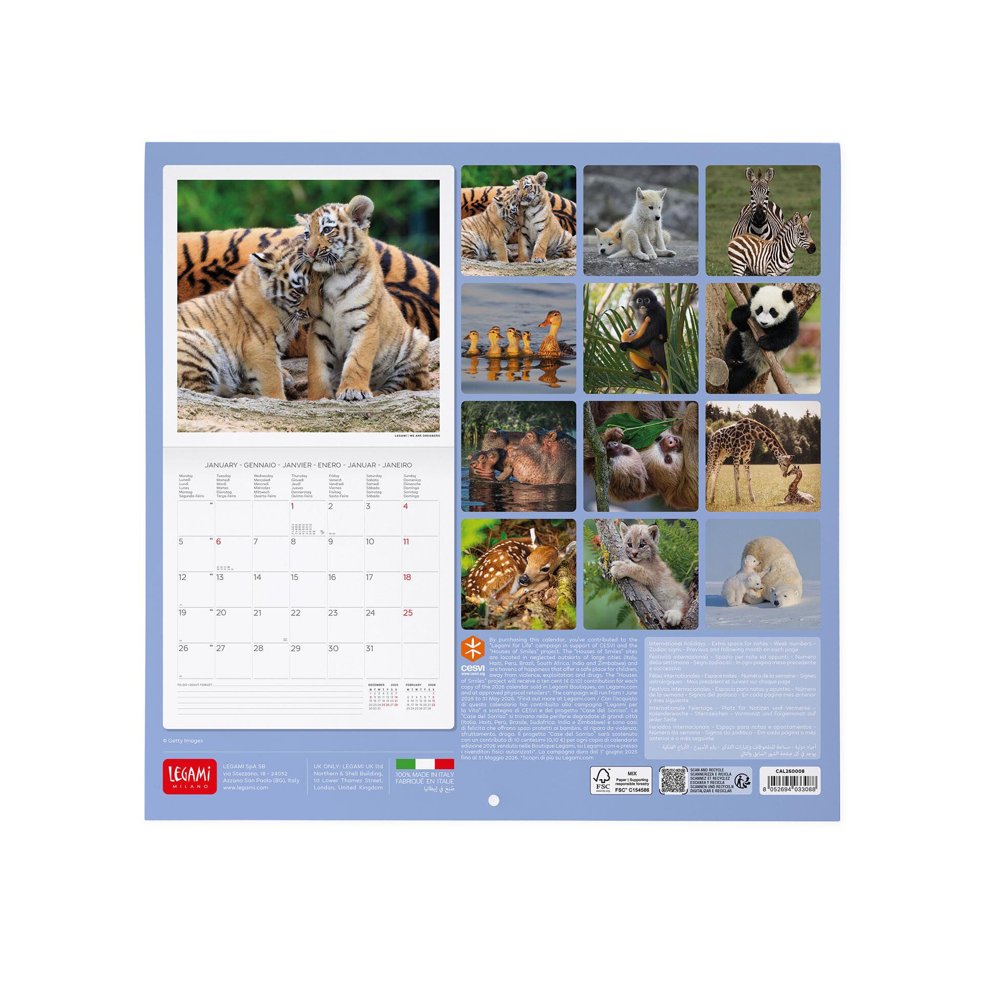 Calendrier Mural 2026 – 12 Mois 27x21 Cm – Illustrations Animaux – Fabriqué En France, Certification PEFC - 8