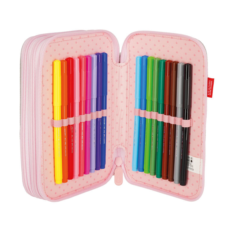 Astuccio 3 Scomparti - Kitty + 2 Penne Cancellabili