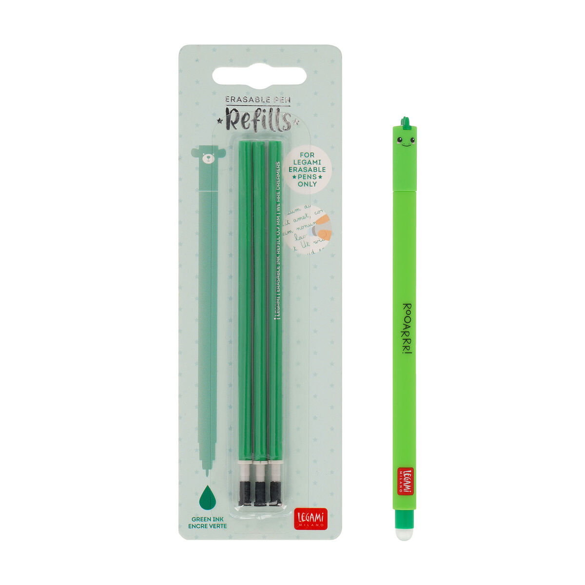 Dino Erasable Pen Set with Green Refill, , zoo