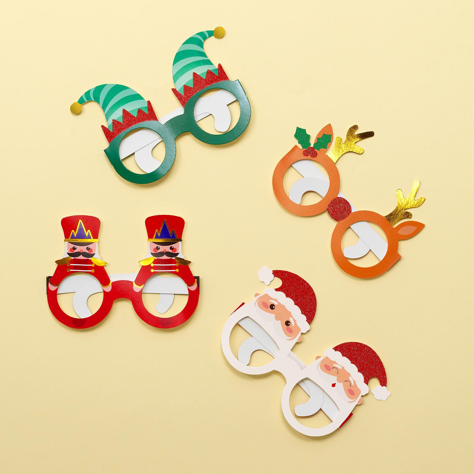 Lot De 9 Lunettes De Noël En Papier – Décoration Festive, Accessoires Photo | Pour Enfants Et Adultes | Motifs Père Noël, Flocons - 5