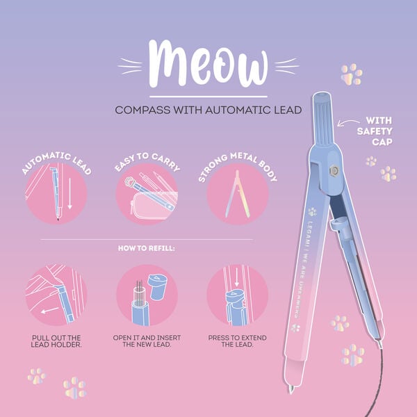 Compass with Mechanical Pencil - Meow Compass with Mechanical Pencil - Meow