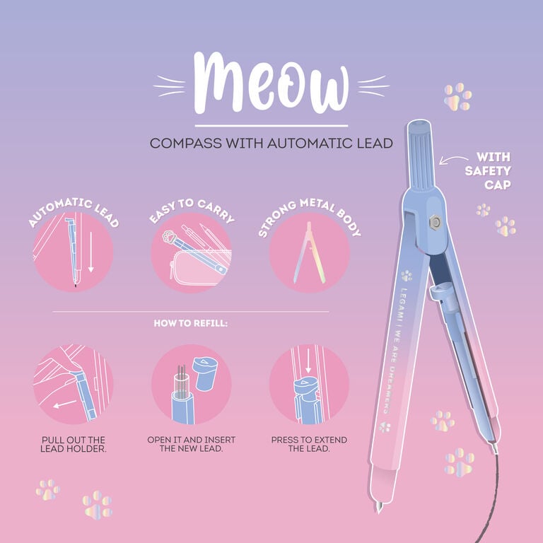 Compass with Mechanical Pencil - Meow Compass with Mechanical Pencil - Meow