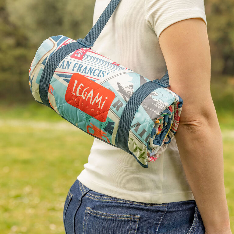 Travel Stickers Picnic rug with removable handle Travel Stickers Picnic rug with removable handle
