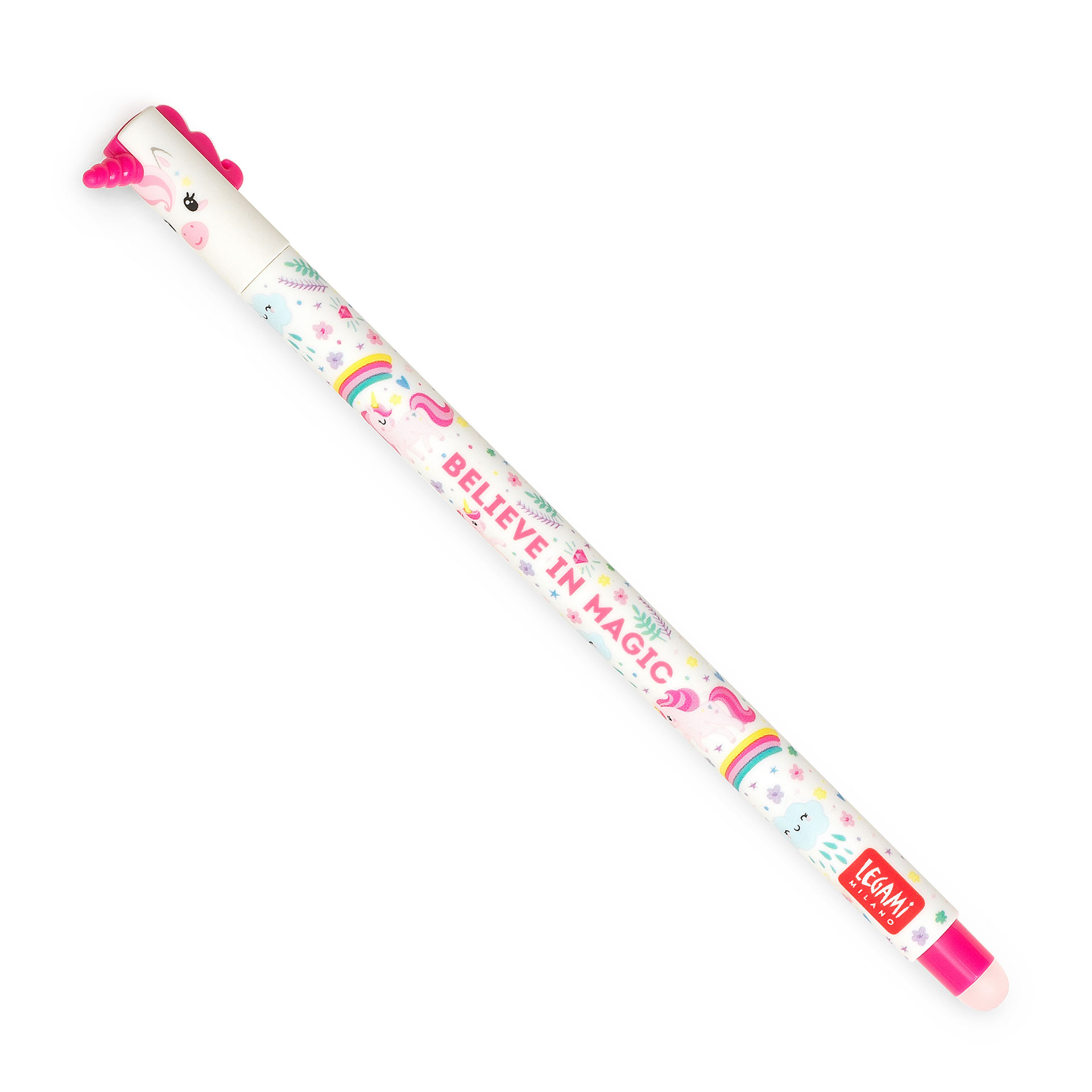 Legami Unisex Rosa/Nero - Penna Gel Cancellabile Unicorn "Believe In Magic" - Erasable Pen