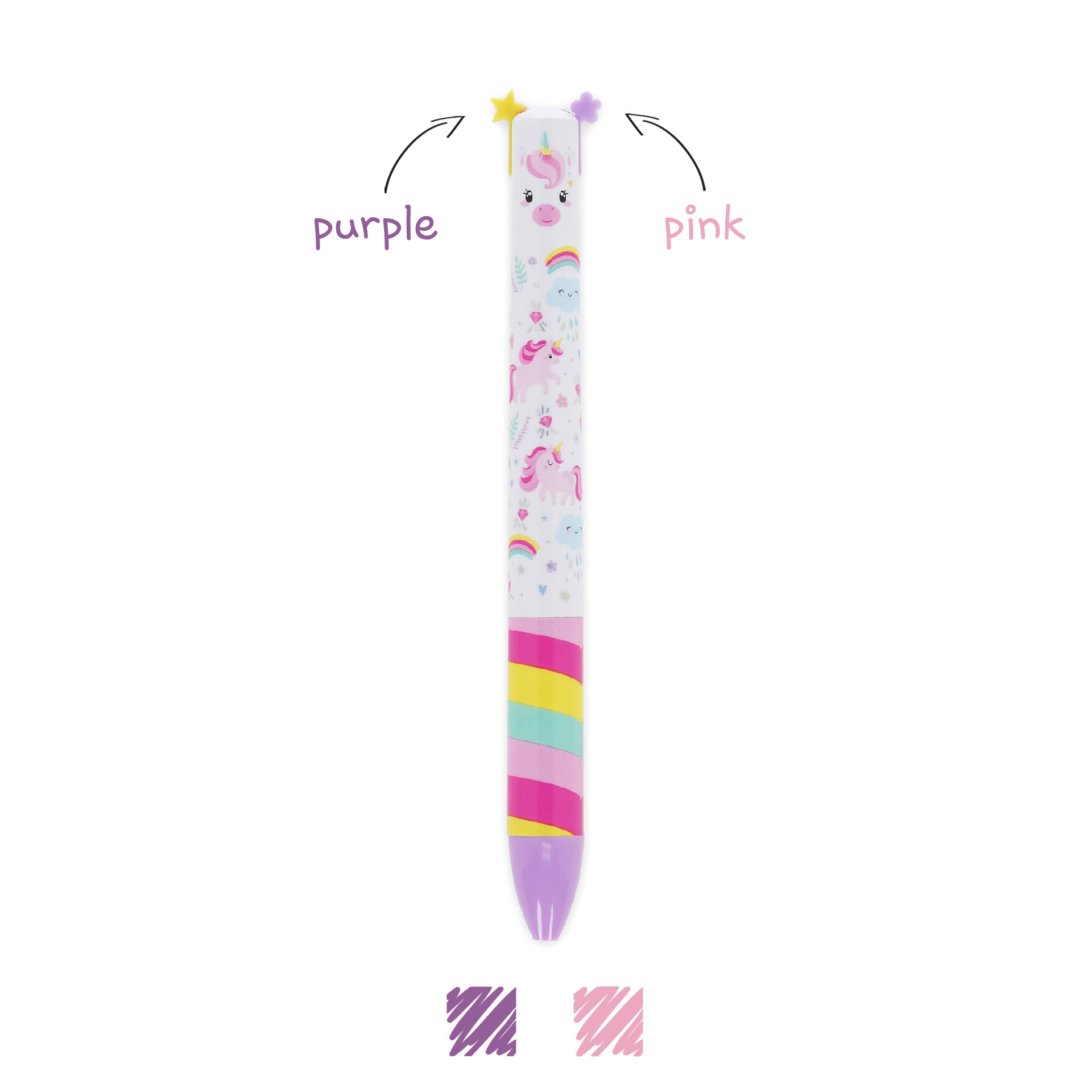 Legami Viola/Rosa - Penna A Sfera Due Colori Unicorn - Click&Clack