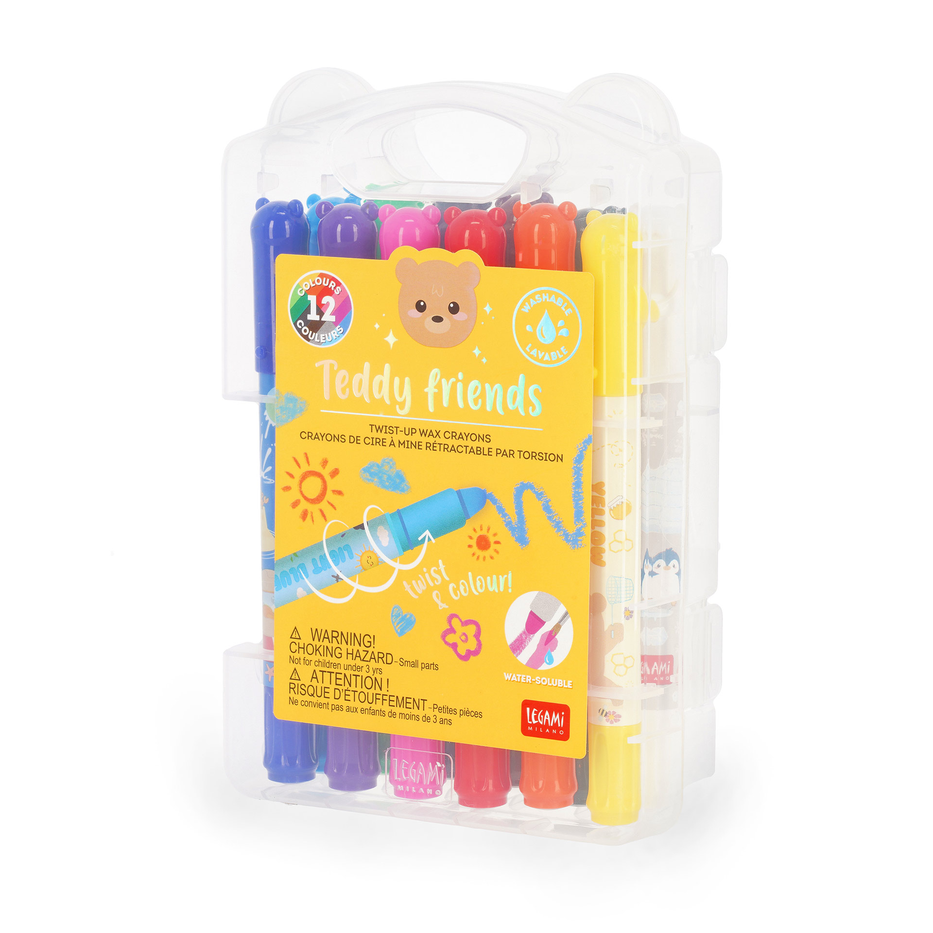 Legami Unisex - Set Di 12 Pastelli A Cera A Rotazione - Teddy Friends