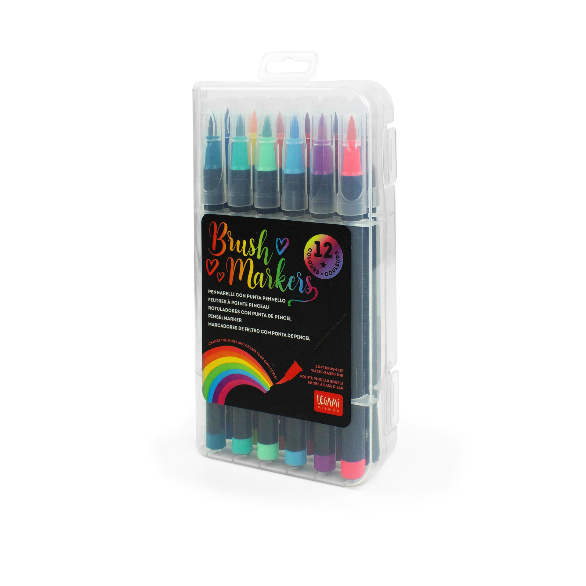 Legami Bright - Set Di 12 Pennarelli Con Punta Pennello Colours - Brush Markers